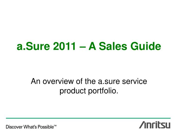 a sure 2011 a sales guide