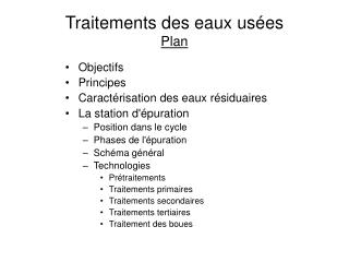 traitements des eaux us es plan