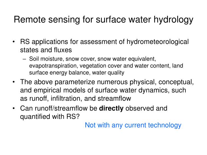 remote sensing for surface water hydrology