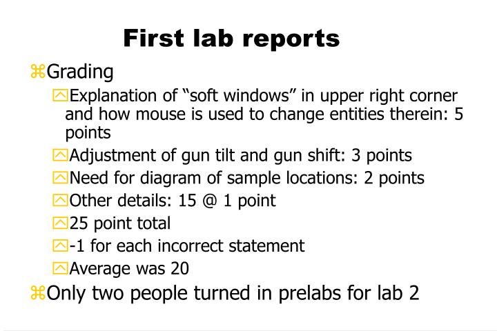 first lab reports