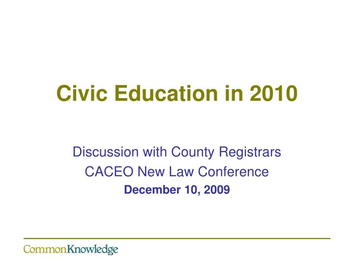 civic education in 2010