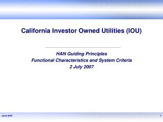 California Investor Owned Utilities (IOU)
