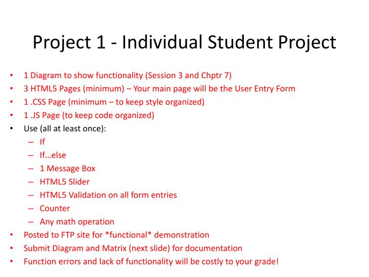 project 1 individual student project