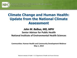 Climate Change and Human Health: Update from the National Climate Assessment