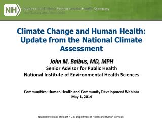 climate change and human health update from the national climate assessment