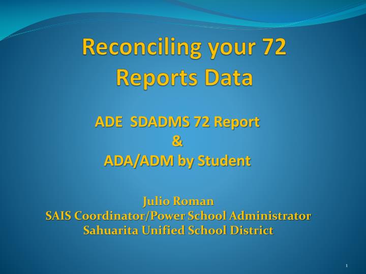 reconciling your 72 reports data