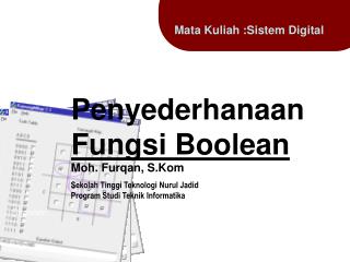 penyederhanaan fungsi boolean