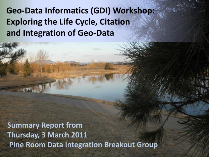 geo data informatics gdi workshop exploring the life cycle citation and integration of geo data