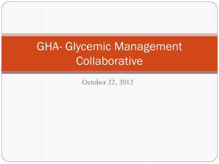 gha glycemic management collaborative