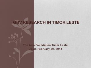 GBV Research in Timor leste