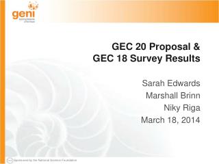 GEC 20 Proposal &amp; GEC 18 Survey Results