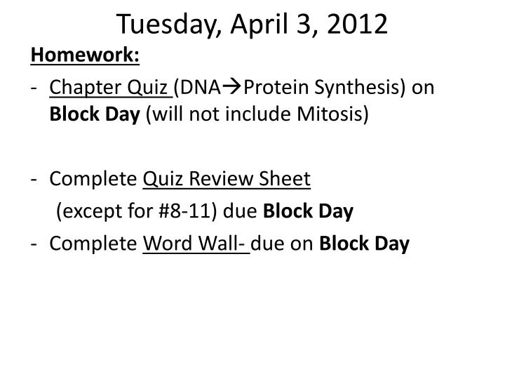 tuesday april 3 2012