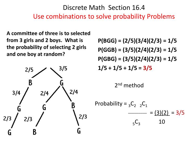 discrete math section 16 4 use combinations to solve probability problems