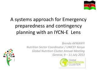 A systems approach for Emergency preparedness and contingency planning with an IYCN-E Lens