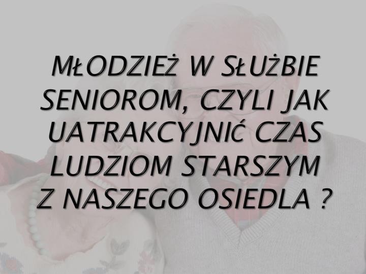 m odzie w s u bie seniorom czyli jak uatrakcyjni czas ludziom starszym z naszego osiedla