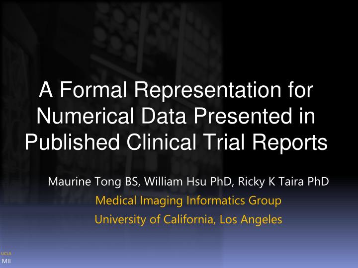 a formal representation for numerical data presented in published clinical trial reports