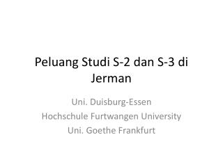 peluang studi s 2 dan s 3 di jerman