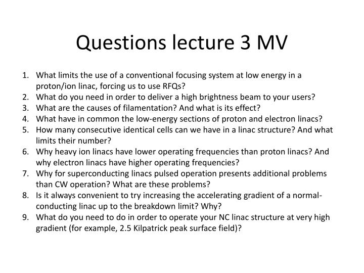 questions lecture 3 mv