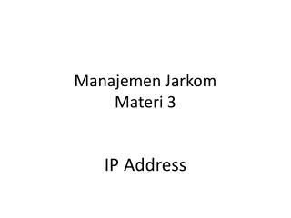 manajemen jarkom materi 3