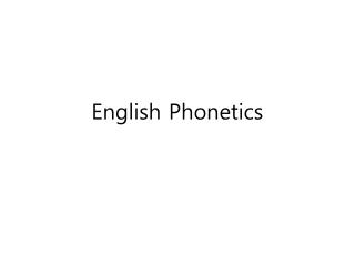 English Phonetics