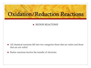 oxidation reduction reactions
