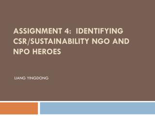 Assignment 4: Identifying CSR/Sustainability NGO and NPO Heroes