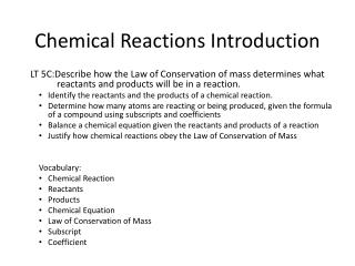Chemical Reactions Introduction