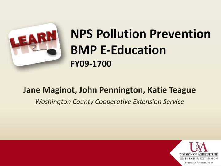 nps pollution prevention bmp e education fy09 1700