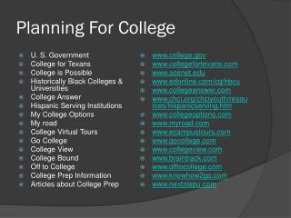 Planning F or College