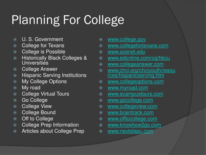 planning f or college