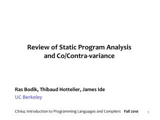 Review of Static Program Analysis and Co/Contra-variance