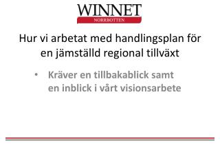 Hur vi arbetat med handlingsplan för en jämställd regional tillväxt