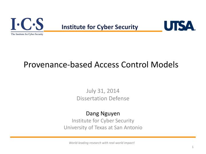 provenance based access control models