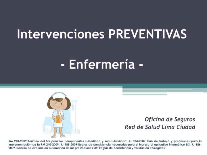 intervenciones preventivas enfermer a