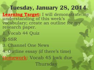 tuesday january 28 2014