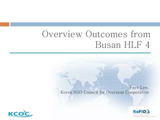 Overview Outcomes from Busan HLF 4