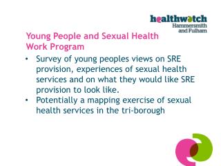 Young People and Sexual Health Work Program