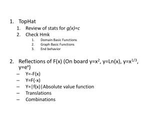 TopHat Review of stats for g(x)=c Check Hmk Domain Basic Functions Graph Basic Functions