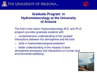Graduate Program in Hydrometeorology at the University of Arizona