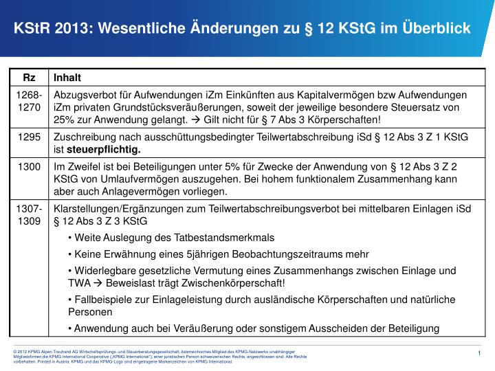 kstr 2013 wesentliche nderungen zu 12 kstg im berblick