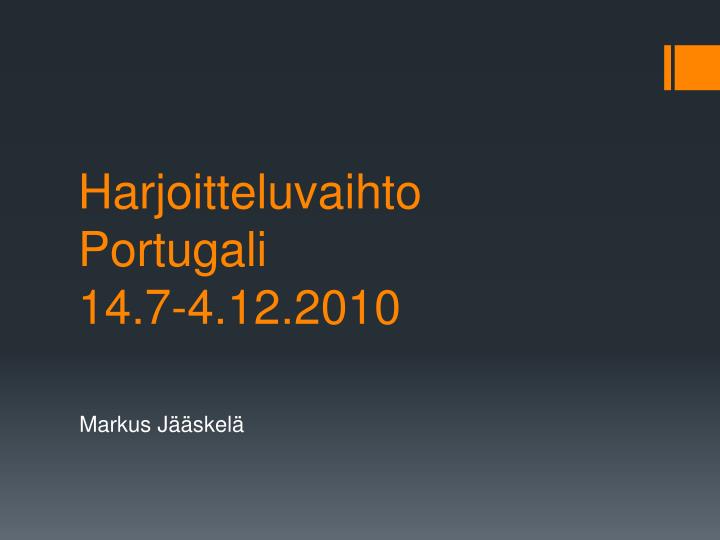 harjoitteluvaihto portugali 14 7 4 12 2010