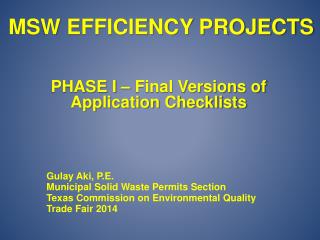 MSW Efficiency Projects
