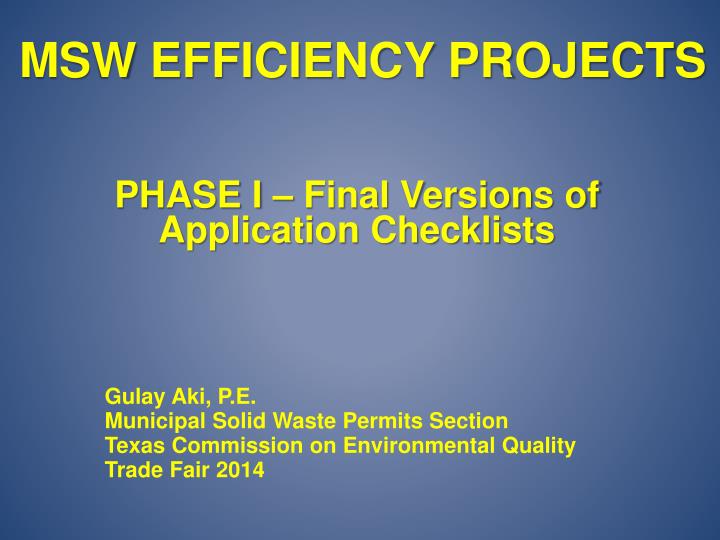 msw efficiency projects