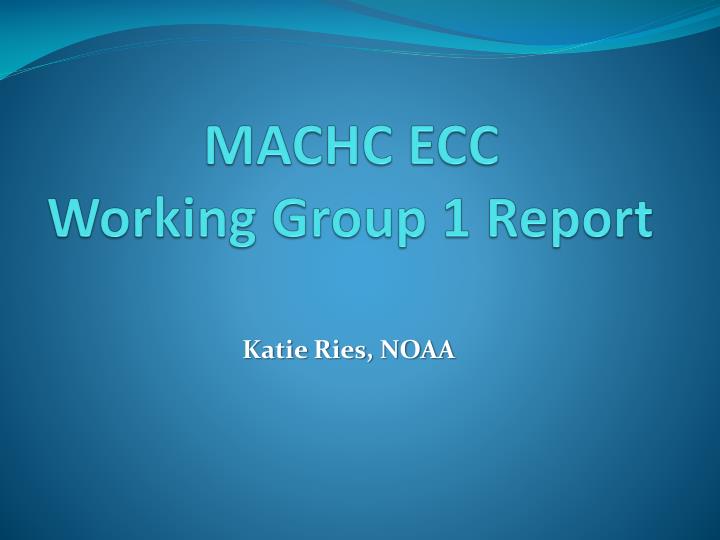 machc ecc working group 1 report