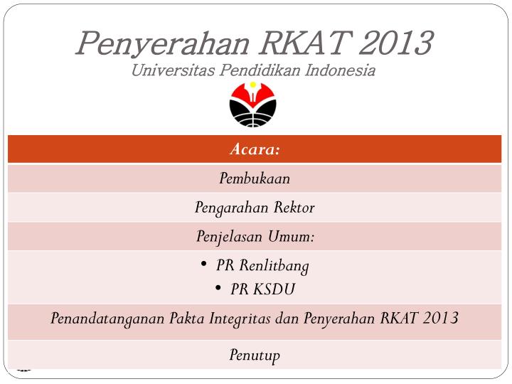 penyerahan rkat 2013 universitas pendidikan indonesia