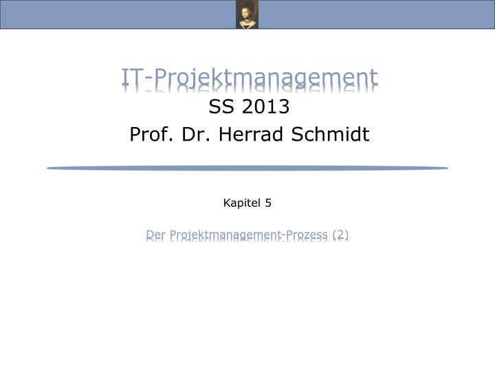 it projektmanagement ss 2013 prof dr herrad schmidt