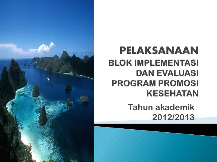 pelaksanaan blok implementasi dan evaluasi program promosi kesehatan