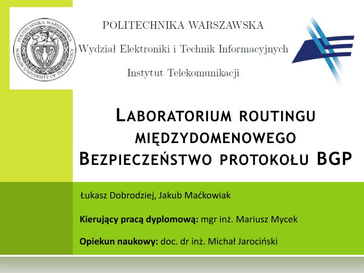 laboratorium routingu mi dzydomenowego bezpiecze stwo protoko u bgp