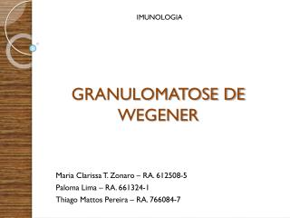granulomatose de wegener