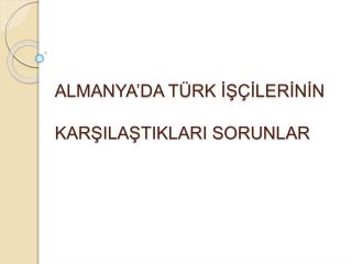 almanya da t rk ler n n kar ila tiklari sorunlar
